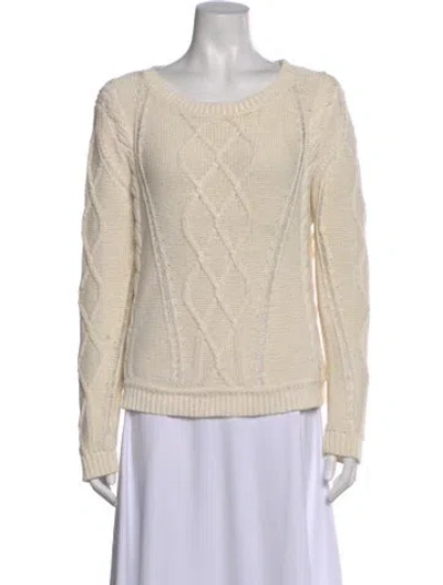 Pre-owned Diane Von Furstenberg Scoop Neck Sweater In White