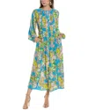 Diane Von Furstenberg Scott Floral Long Sleeve Midi Dress In Blue