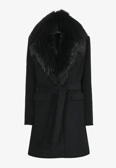 Diane Von Furstenberg Selena Racoon Fur Coat In Black