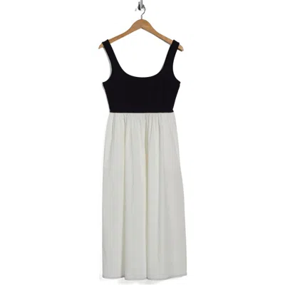 Diane Von Furstenberg Selena Sleeveless Mixed Media Midi Dress In White