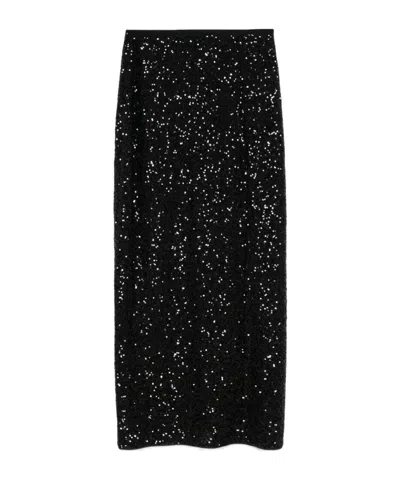 Diane Von Furstenberg Araminta Sequined High-rise Midi Skirt In Black