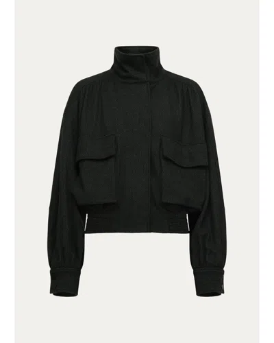 Diane Von Furstenberg Shay Jacquard Stand-collar Jacket In Black