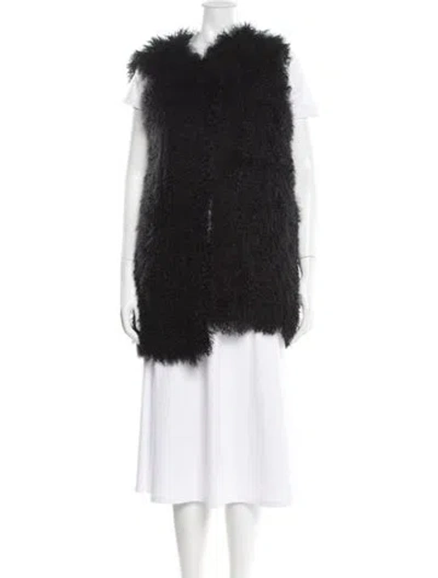 Pre-owned Diane Von Furstenberg Shearling Vest In Black