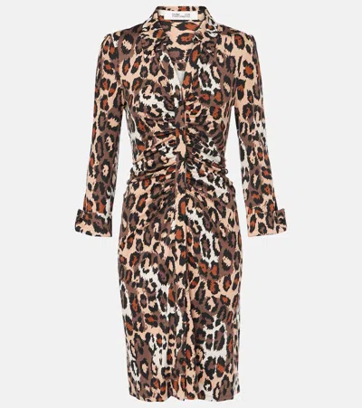 Diane Von Furstenberg Sheska Leopard-print Midi Dress In Brown