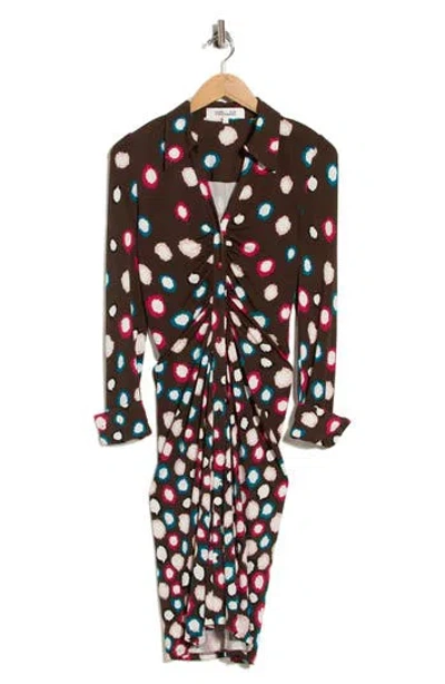 Diane Von Furstenberg Sheska Ruched Shirtdress In Multi