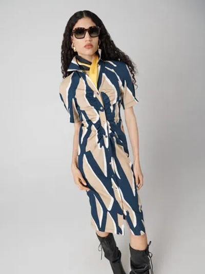 Diane Von Furstenberg Sheskita Dress In Giant Shadow Twigs Beige