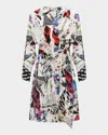Diane Von Furstenberg Shia Patchwork-print Mini Wrap Dress In White