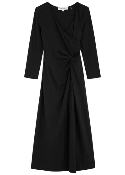 Diane Von Furstenberg Shiri Knotted Jersey Midi Dress In Black