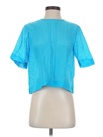 Pre-owned Diane Von Furstenberg Short Sleeve Blouse In Blue