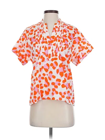 Pre-owned Diane Von Furstenberg Short Sleeve Blouse In Orange