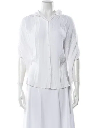 Pre-owned Diane Von Furstenberg Short Sleeve Blouse In White