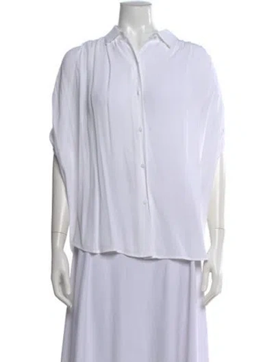 Pre-owned Diane Von Furstenberg Short Sleeve Blouse In White