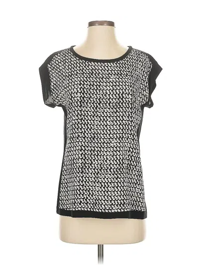 Pre-owned Diane Von Furstenberg Short Sleeve Top Black Square Neckline Tops