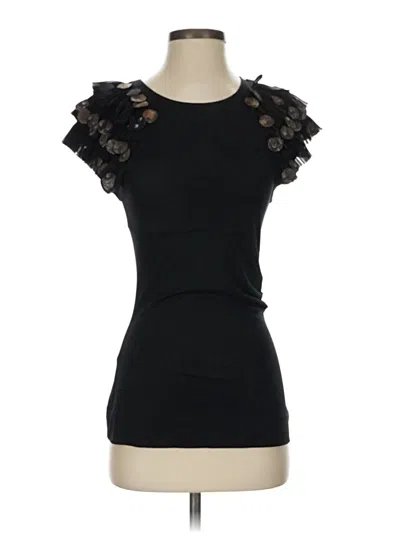 Pre-owned Diane Von Furstenberg Short Sleeve Top Black Sweetheart Neckline Tops