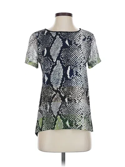 Pre-owned Diane Von Furstenberg Short Sleeve Top Blue Scoop Neck Tops