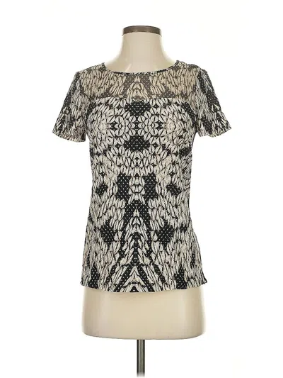 Pre-owned Diane Von Furstenberg Short Sleeve Top Ivory Keyhole Neckline Tops In White
