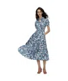 Diane Von Furstenberg Queena Tie Belt Stretch Cotton Midi Dress In Blue