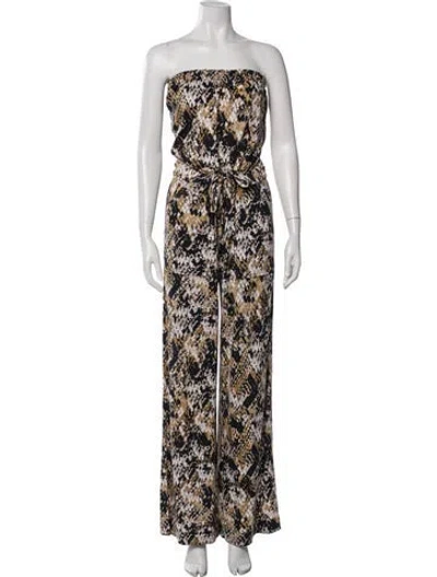 Pre-owned Diane Von Furstenberg Silk Animal Print Jumpsuit In Blue
