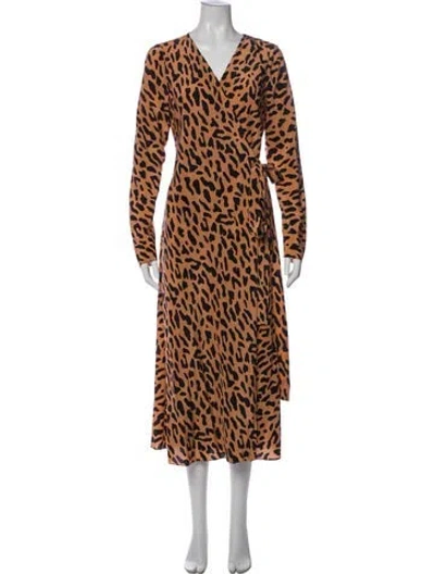 Pre-owned Diane Von Furstenberg Silk Animal Print Robe In Neutral