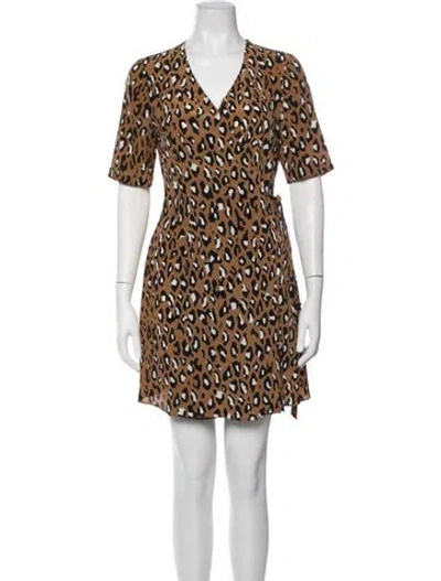 Pre-owned Diane Von Furstenberg Silk Animal Print Robe In Neutrals