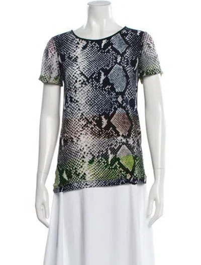 Pre-owned Diane Von Furstenberg Silk Animal Print T-shirt In Black