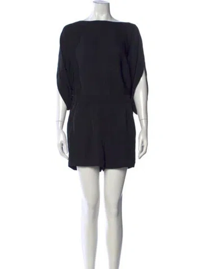 Pre-owned Diane Von Furstenberg Silk Bateau Neckline Romper In Black