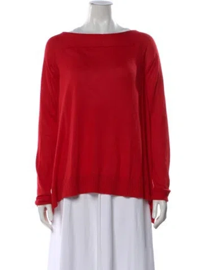 Pre-owned Diane Von Furstenberg Silk Bateau Neckline Sweater In Red
