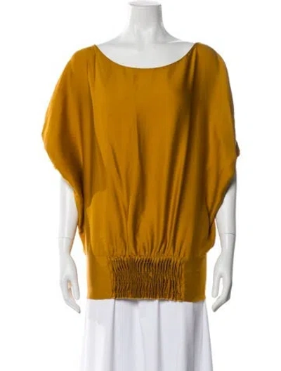 Pre-owned Diane Von Furstenberg Silk Bateau Neckline Top In Orange