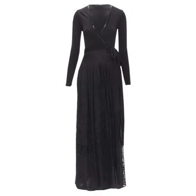 Diane Von Furstenberg Silk Bead Embellished Wrap Maxi Dress In Black