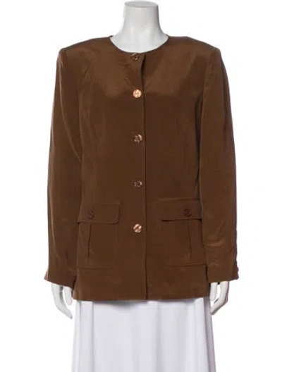 Pre-owned Diane Von Furstenberg Silk Blazer In Brown