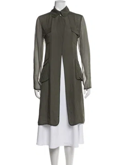 Pre-owned Diane Von Furstenberg Silk Coat In Green