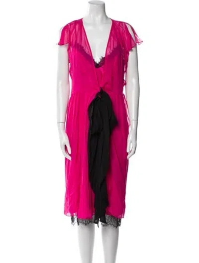 Pre-owned Diane Von Furstenberg Silk Colorblock Pattern Dress Set W/ Tags In Pink