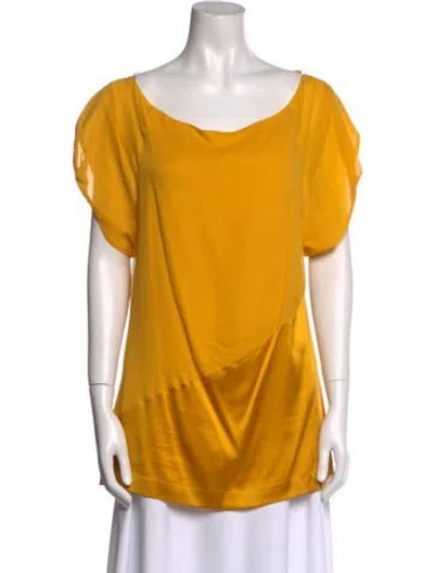 Pre-owned Diane Von Furstenberg Silk Cowl Neck Tunic In Yellow