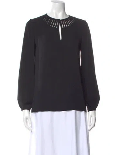 Pre-owned Diane Von Furstenberg Silk Crew Neck Blouse In Black