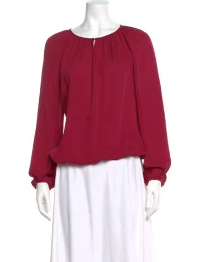 Pre-owned Diane Von Furstenberg Silk Crew Neck Blouse In Burgundy