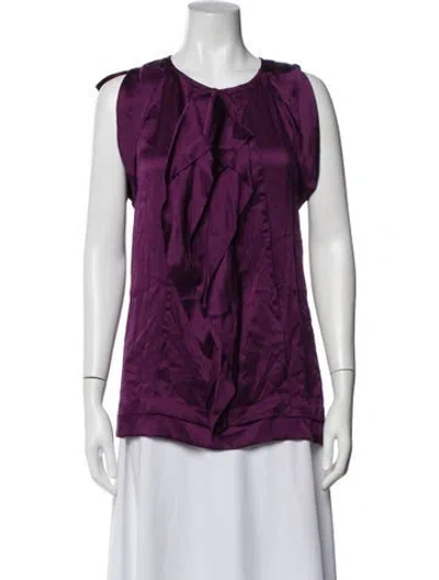 Pre-owned Diane Von Furstenberg Silk Crew Neck Blouse In Purple