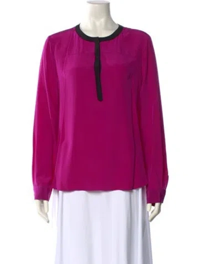 Pre-owned Diane Von Furstenberg Silk Crew Neck Blouse In Purple
