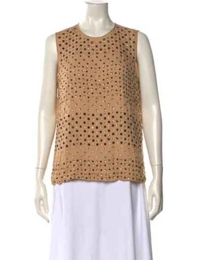 Pre-owned Diane Von Furstenberg Silk Crew Neck Blouse W/ Tags In Neutral