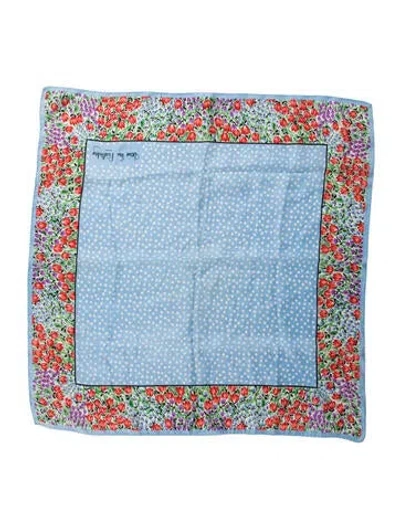 Pre-owned Diane Von Furstenberg Silk Floral Print Bandana In Blue