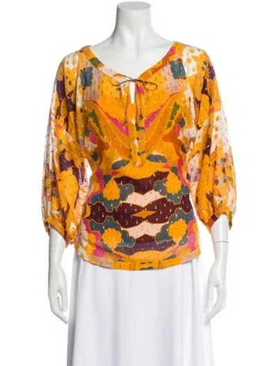 Pre-owned Diane Von Furstenberg Silk Floral Print Blouse
