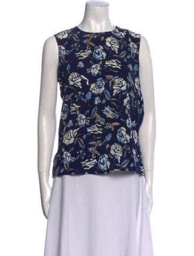 Pre-owned Diane Von Furstenberg Silk Floral Print Blouse In Black