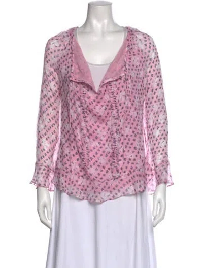 Pre-owned Diane Von Furstenberg Silk Floral Print Blouse In Multi