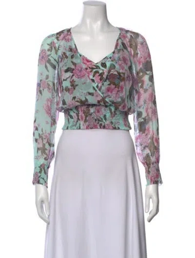 Pre-owned Diane Von Furstenberg Silk Floral Print Blouse In Multi
