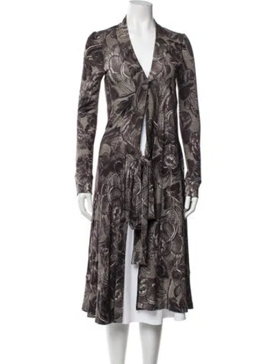 Pre-owned Diane Von Furstenberg Silk Floral Print Coat In Neutrals