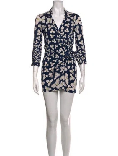 Pre-owned Diane Von Furstenberg Silk Floral Print Jumpsuit In Black