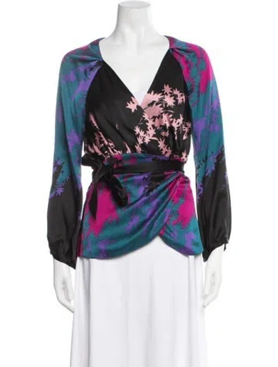 Pre-owned Diane Von Furstenberg Silk Floral Print Robe In Multi