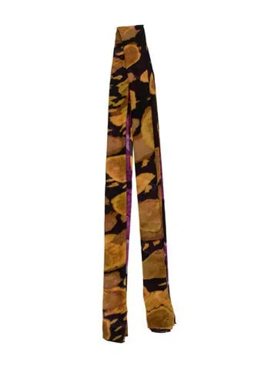 Pre-owned Diane Von Furstenberg Silk Floral Print Scarf In Black