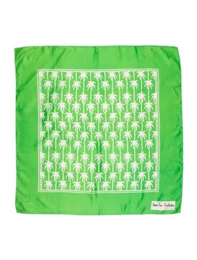 Pre-owned Diane Von Furstenberg Silk Floral Print Scarf In Green