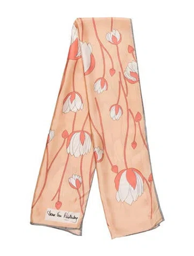 Pre-owned Diane Von Furstenberg Silk Floral Print Scarf In Neutrals
