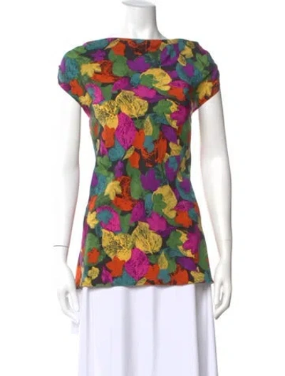 Pre-owned Diane Von Furstenberg Silk Floral Print Top In Multi